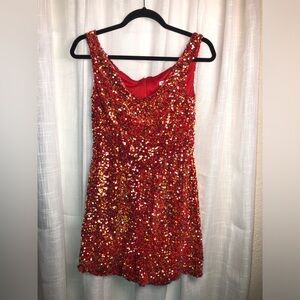 💥💃🏻Mark Defang Red Sequin Shorts Romper size 2💃🏻💥